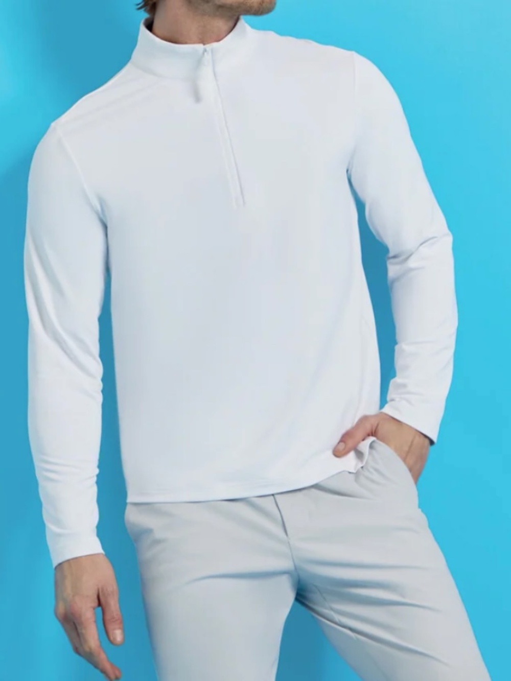 G/FORE Men's XXL Snow White Brushed Back Tech Quarter Zip MSRP $155